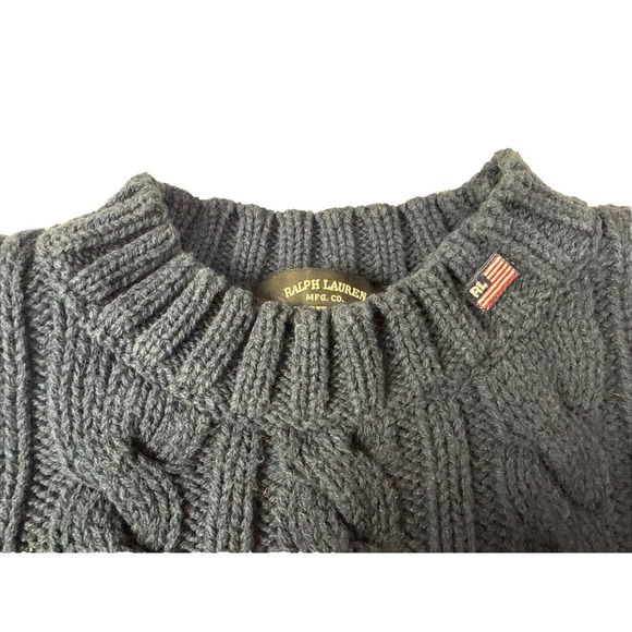 Polo Jeans Co. Ralph Lauren Sweaters - VTG Polo Jeans Company Ralph Lauren Womens M Blue Knit Flag Sweater 3b